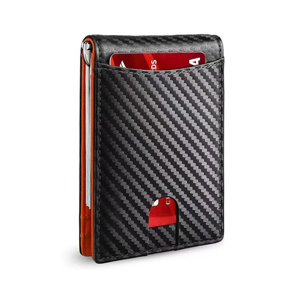 2839 Leatherboss Carbon Fiber Slim RFID Blocking Wallet – Minimalist Bifold - Picture 1 of 5